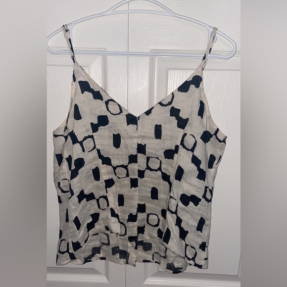 H&M US M | Cream and Black Patterned Tank Top - Picture 2 of 2